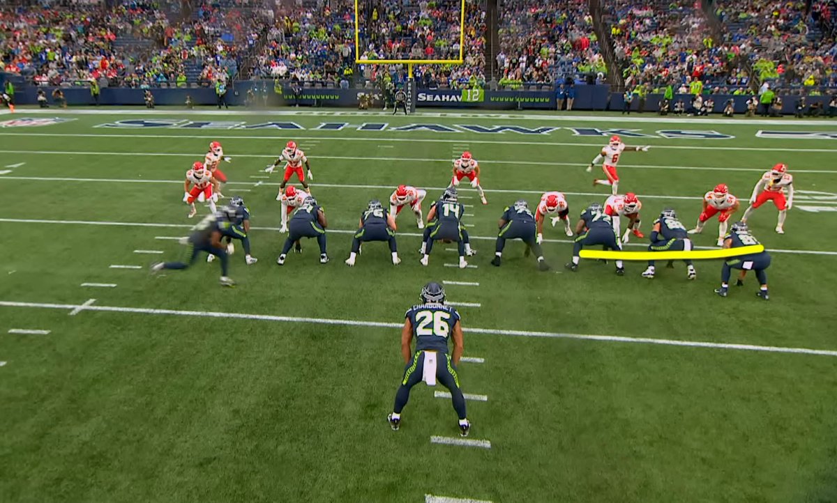 Seahawks running Split Zone out of 13p