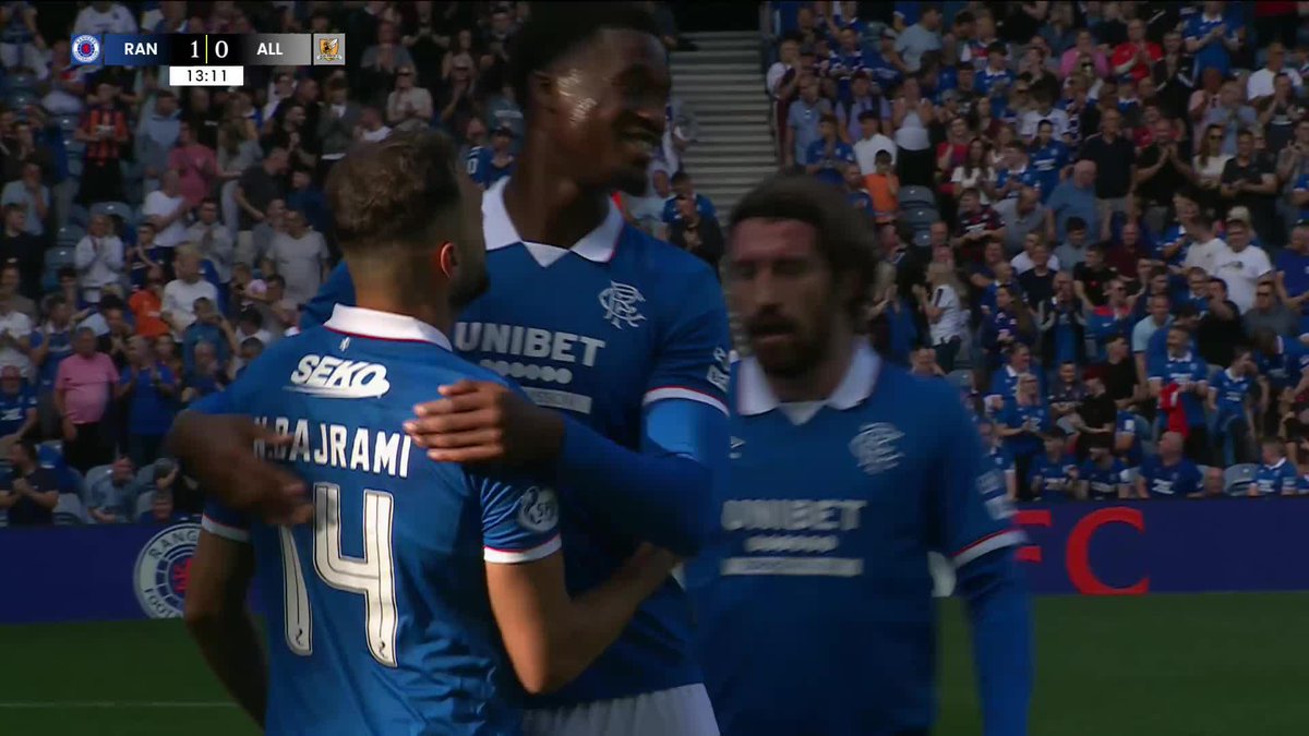 Take a bow, Nedim Bajrami! 🤯 Exceptional strike from the Rangers Football Club midfielder to open the scoring 🔵 #PremierSportsCup