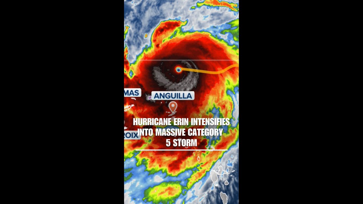 Hurricane Erin has intensified to a Category 5 storm, with sustained winds over 160 MPH. Dangerous surf and possible flash-flooding conditions are expected along the East Coast from the Carolinas to New England.