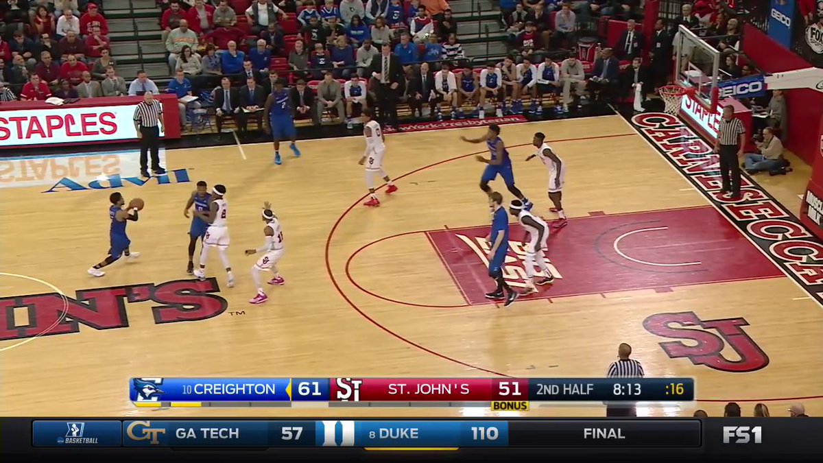 🔵#JaysClassicHighlightoftheDay🔵 Marcus Foster (Marcus Foster) finishes the lob pass from Justin Patton with authority in an 85-72 win at St. John’s in 2016-17.