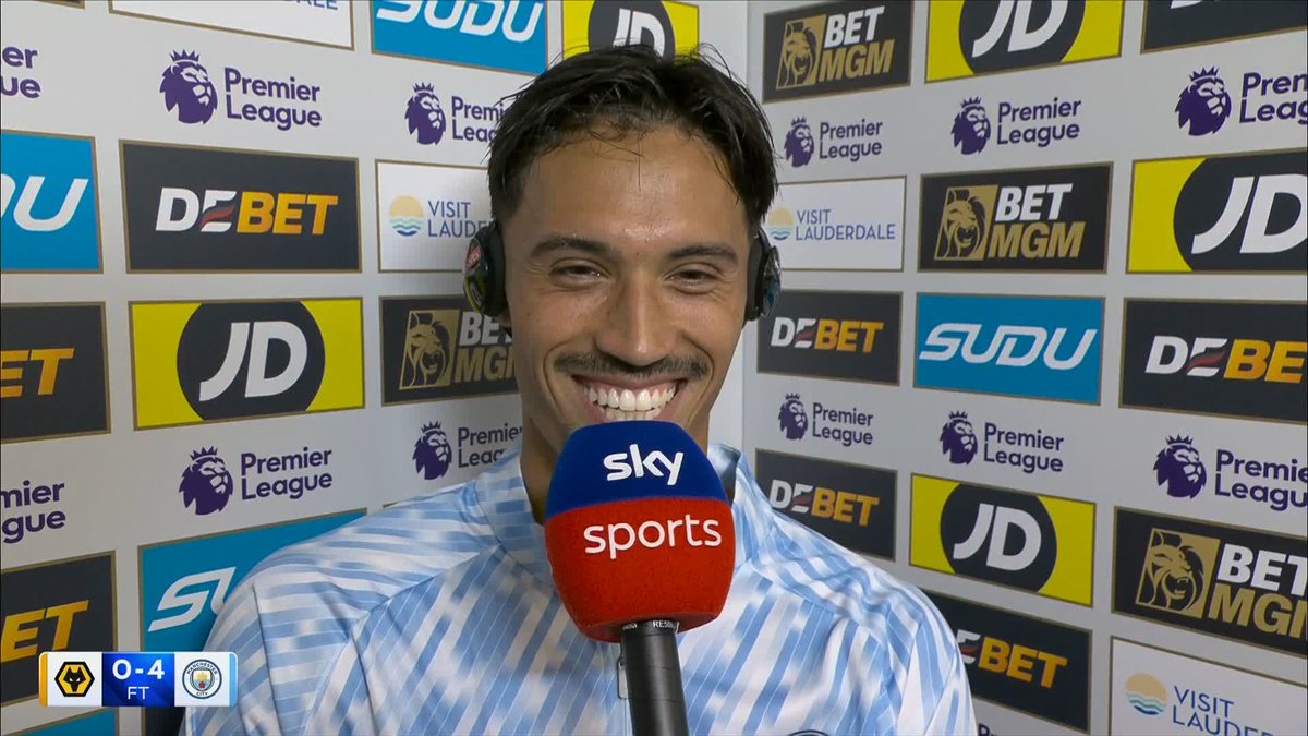 "It's a really nice start" 😁 Tijjani Reijnders reacts after getting a goal and assist on his Premier League debut for Man City ✨
