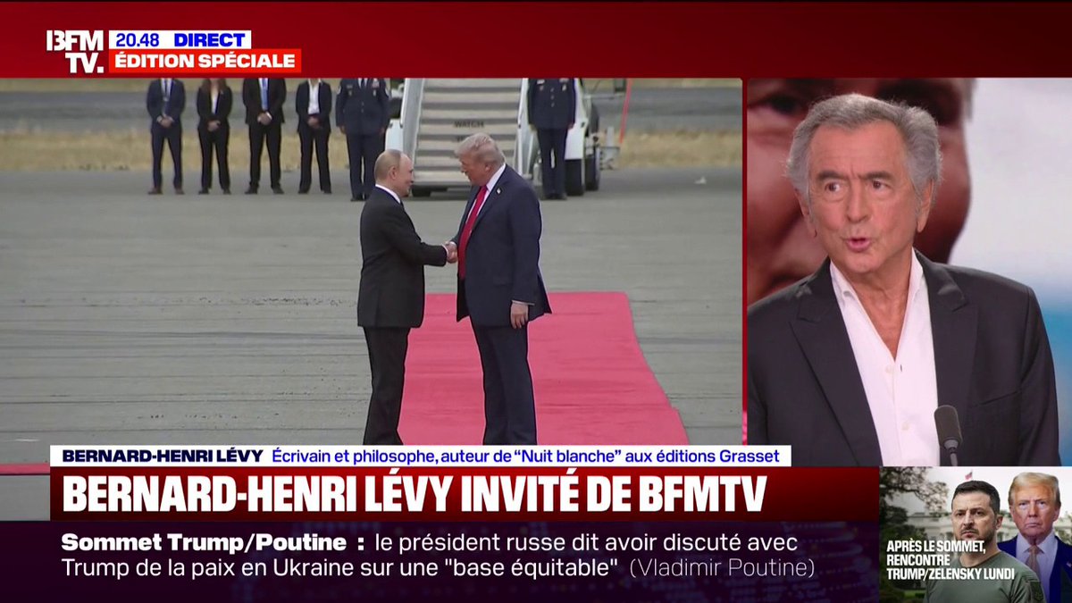 "C'était un faux sommet de la paix", déclare Bernard-Henri Lévy à propos du sommet entre Donald Trump et Vladimir Poutine