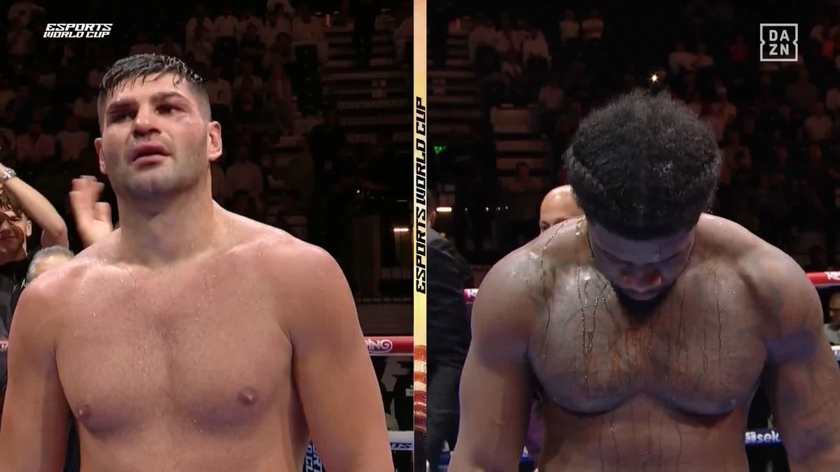 WHAT A SCRAP 👏👏 Experience pays as Filip Hrgovic drops David Adeleye on his way to a wide points win 💥 📝 98-91, 99-90, 99-90 #HrgovicAdeleye #WhyteItauma