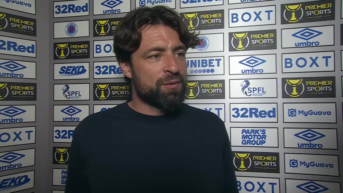 Russell Martin reacts after Rangers Football Club's victory against Alloa Athletic 🔵 "There's lots to be really excited about, but it's my job to always want more" 🗣️ #PremierSportsCup