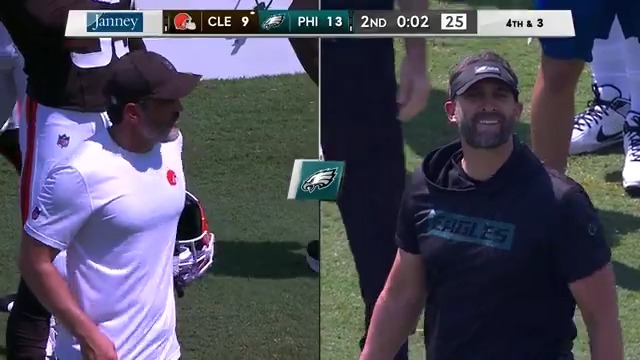 #Browns HC Kevin Stefanski couldn’t believe #Eagles HC Nick Sirianni tried to freeze his kicker… in a preseason game. 😂