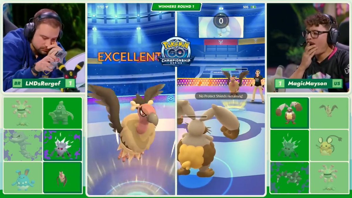 In Round 1 of the top cut Winners Bracket at #PokemonWorlds, competitor LNDsRargef brings out the perfect counter with Mandibuzz to pull ahead in a close set, and advances onward in the tournament! #PokemonGO #GOBattle 📺 Tune in live: or