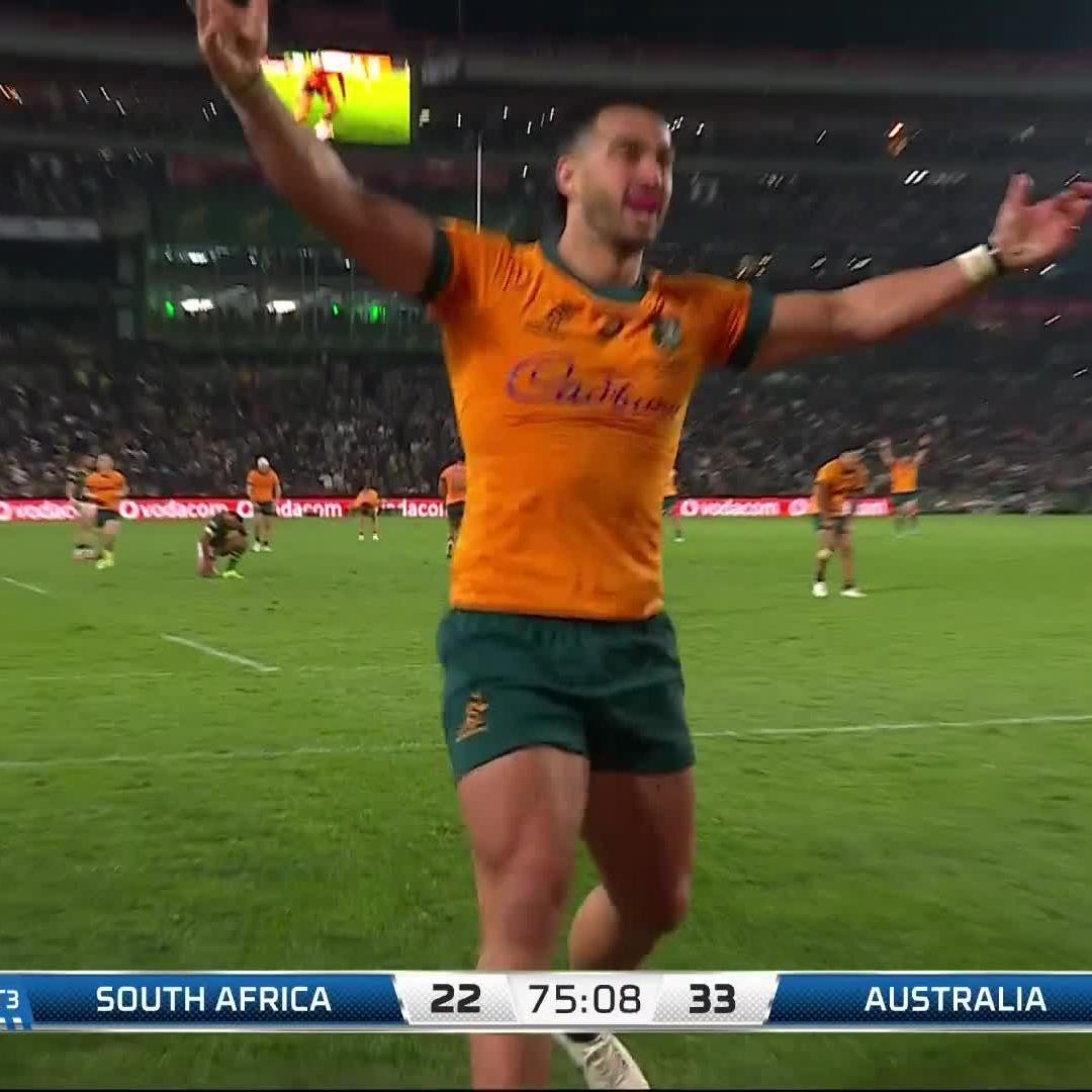 History for the Wallabies. Tom Wright secures Australia's first win at Ellis Park in 62 years 😲