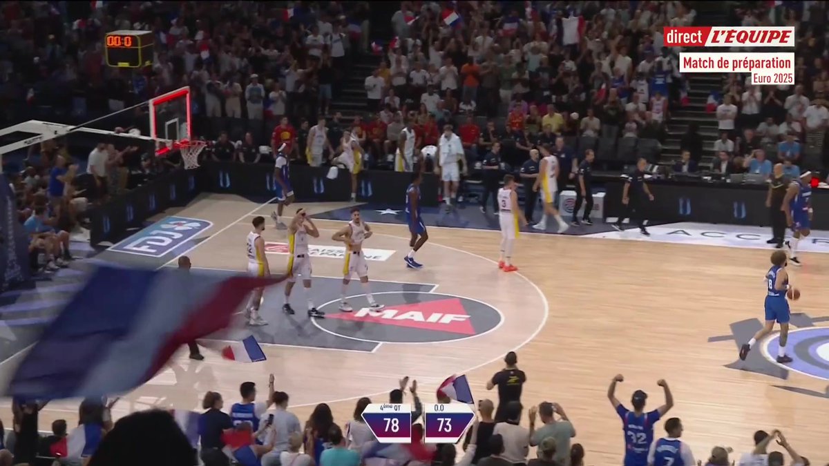 Nouvelle victoire de l'équipe de France face à l'Espagne ! À domicile, les Bleus ont souffert en première mi-temps avant de renverser la Roja pour s'imposer 78-73 ! #lequipeBASKET
