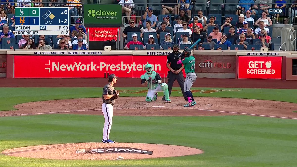 Nolan McLean strikes out Julio Rodriguez to end his day! McLean gets an ovation on his way off the mound 👏