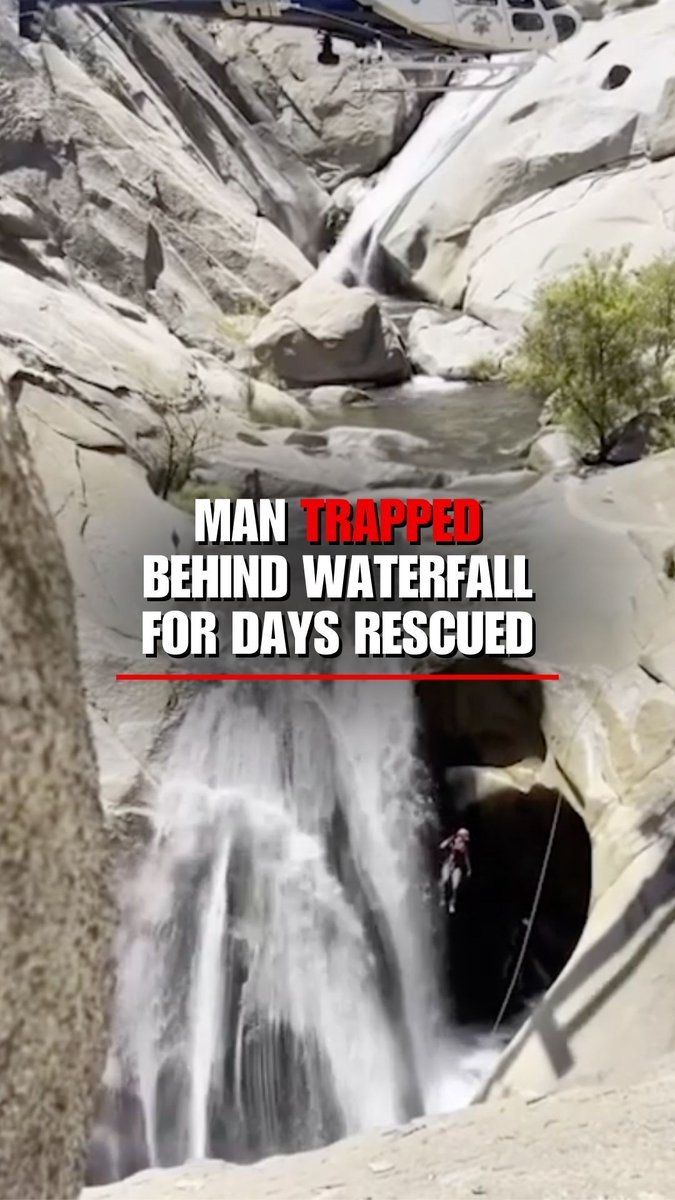 WATCH: California man who was trapped for days behind a waterfall is rescued.