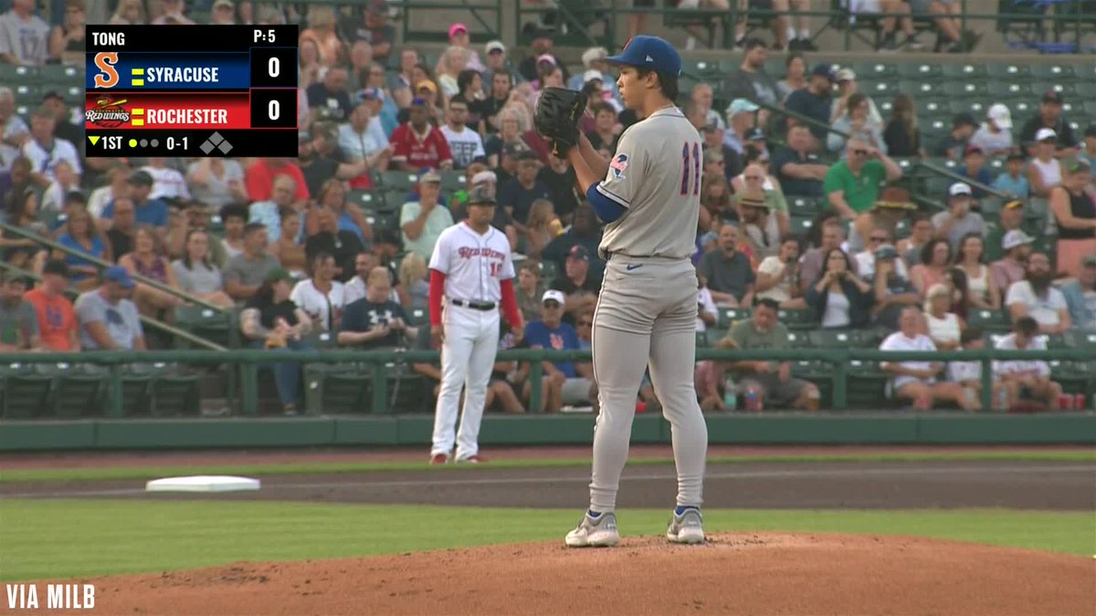 Jonah Tong dominated in his debut for Triple-A Syracuse tonight 💪 His final line: 5.2 IP, 3 H, 0 ER, 2 BB, 9 K