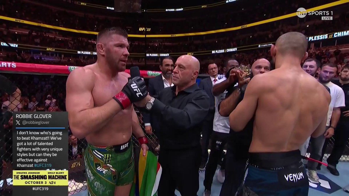 No excuses from Dricus du Plessis following his loss to Khamzat Chimaev 👏 "Big ups to Khamzat, he deserves this 100%. He beat me fair and square... I'll be back, and I'm coming to get my belt back. But for now it's his, and he deserves it." #UFC319