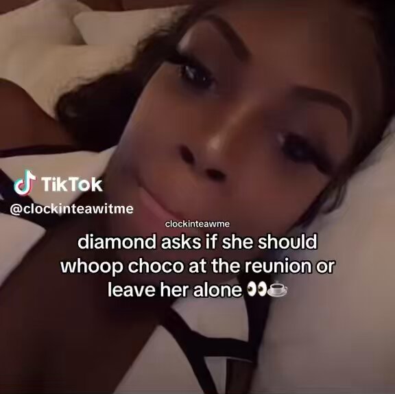 Diamond the Body asked her fans if she should fight Choco Brown at the reunion and also says her reunion hit list 🫢 #BaddiesAfrica (via TikTok: clockinteawitme)