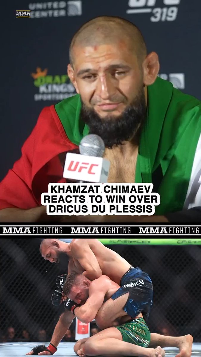 Khamzat Chimaev gives his immediate reaction to his dominant title win over Dricus Du Plessis at #UFC319
