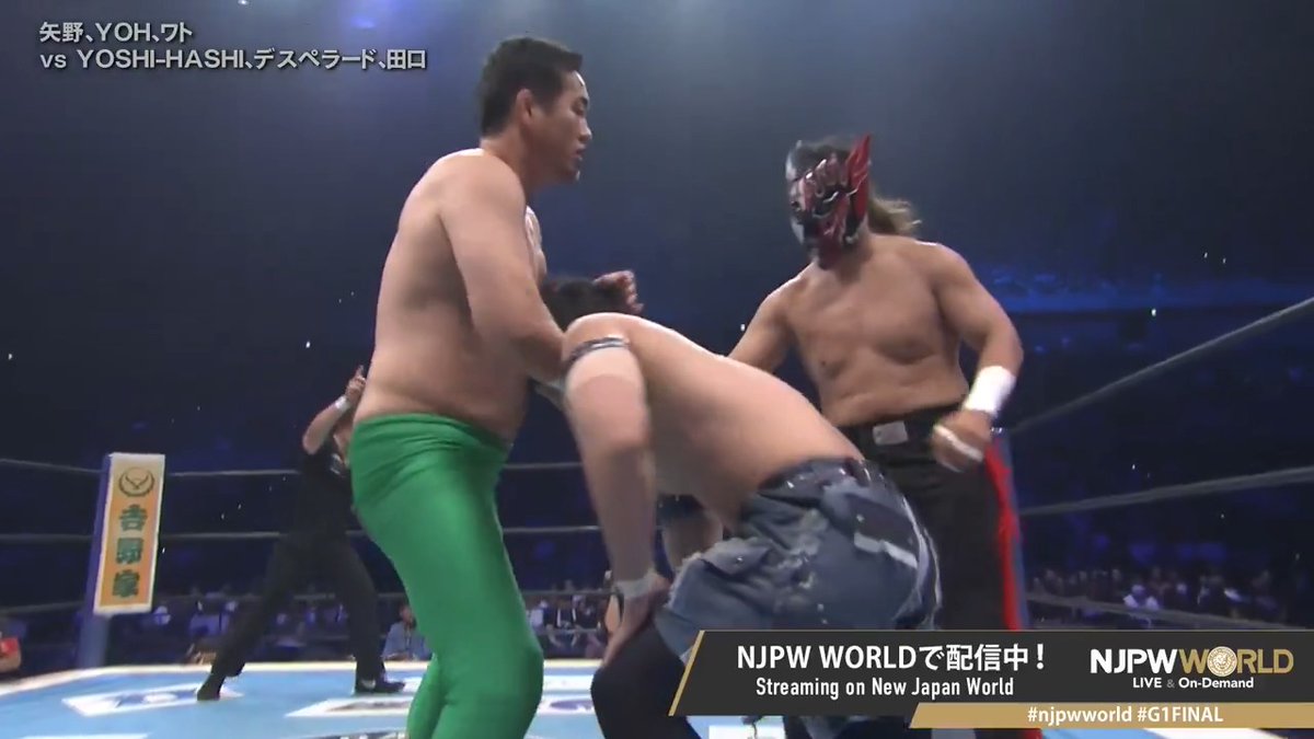 🏆G1 CLIMAX 35🔥最終戦‼️ 田口監督と田口JAPANに"代表内定"しているデスペラードが本日も見事な連携攻撃を見せる‼️ 🆚 新日本本隊🦁 × 新日本本隊🦁 #njpwworld で配信中📡 視聴&登録⏩「NJPW WORLD」で検索📱 #NJPW #njpwworld #G1FINAL