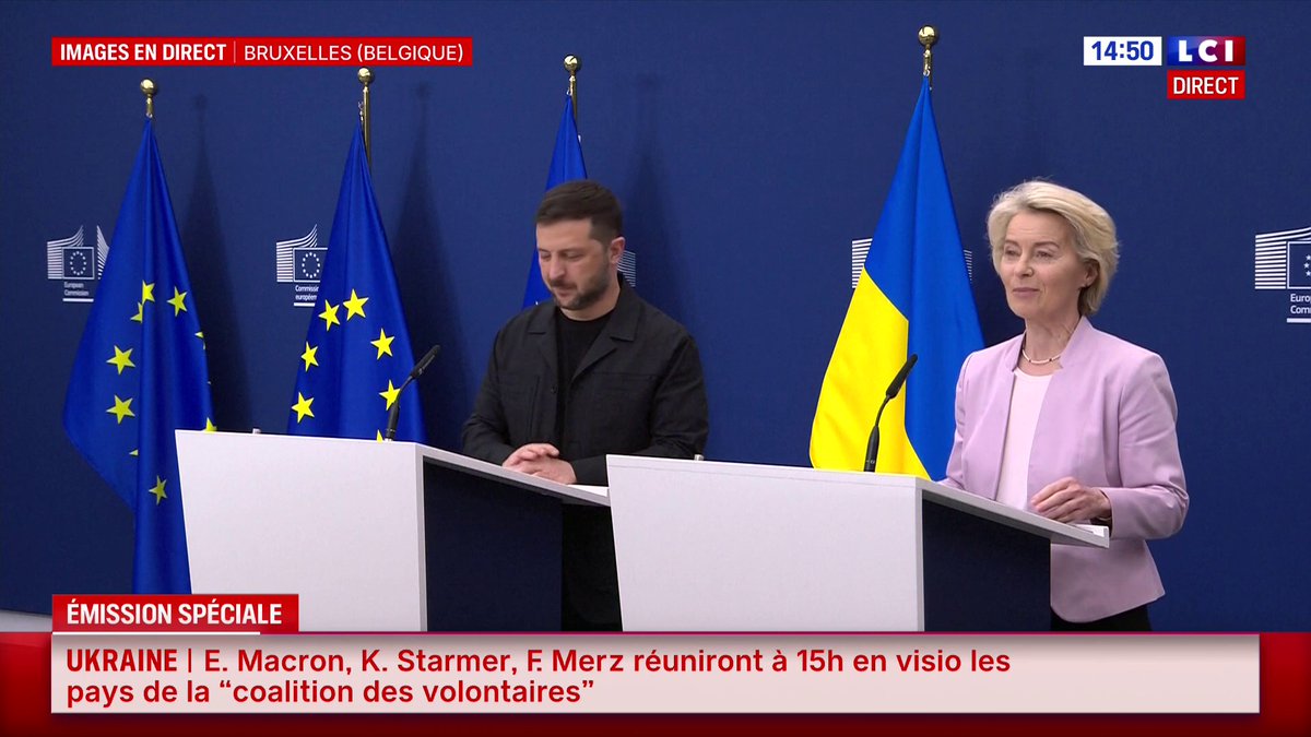 🔴🗣️ "Nous allons vous apporter notre soutien aussi longtemps que nécessaire pour une paix juste et durable et il faut que cette paix soit atteinte par la force" : Ursula von der Leyen aux côtés de Volodymyr Zelensky à Bruxelles