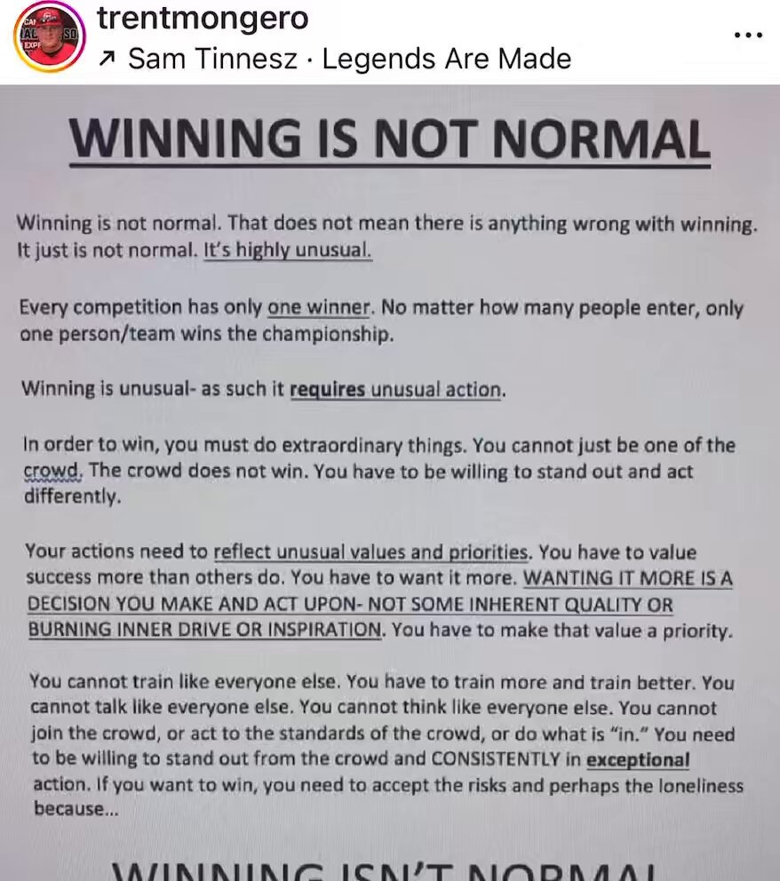 There is only one winner. ONE. Train as a team (and individual) in such a way as to be the best competitor on the planet. Be different. Take the road less traveled … and aspire to greatness. That within itself makes you a winner. And to take it one step further… win (and lose) with class and dignity. Respect the game and your opponent. Winning and losing does not define you, but how you respond to both does…. Dirt Bro USA Next Level Baseball