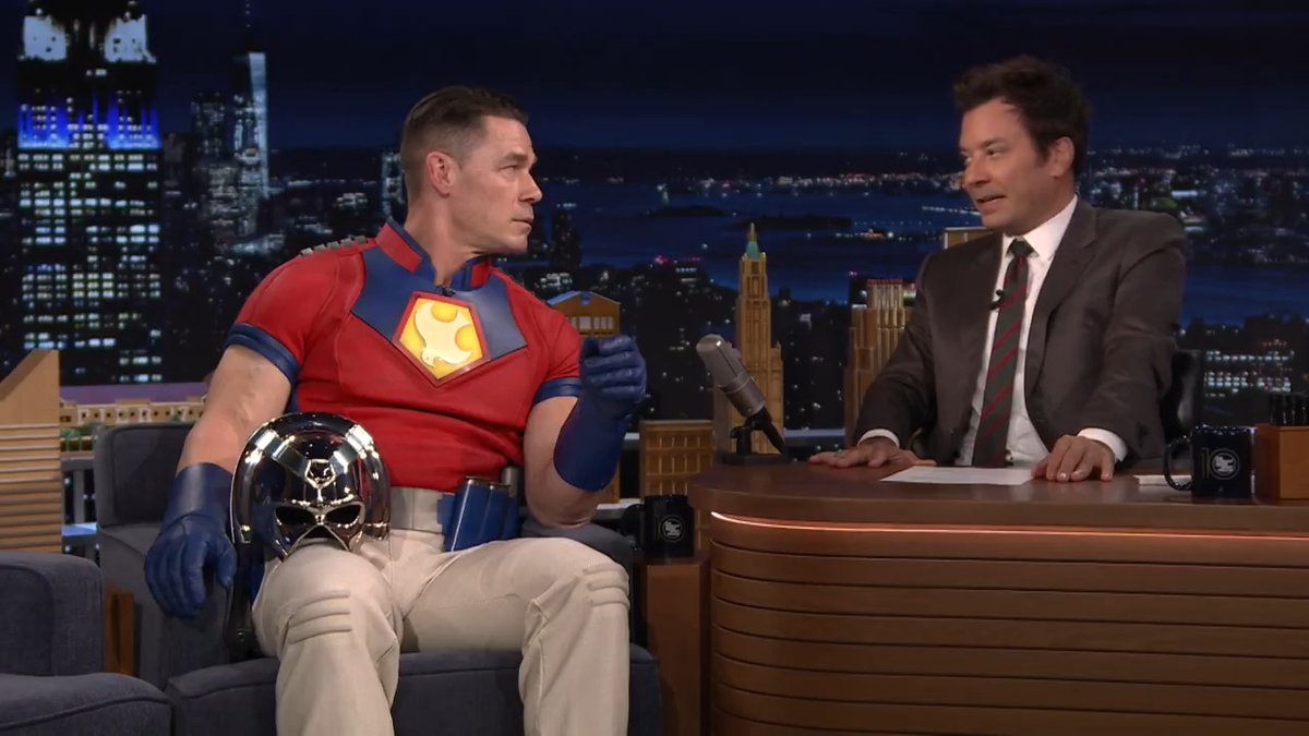 .John Cena shares what’s in store for Season 2 of Peacemaker on HBO Max and brings Jimmy an exclusive clip of Peacemaker facing off against himself! #FallonTonight #Peacemaker