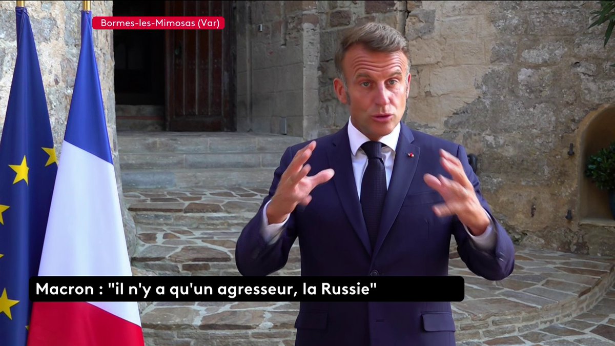 🔴 🗣 DIRECT - "Tout accord qui reposerait sur la réduction d'une armée ukrainienne serait un accord insincère et voué à ne pas être respecté", déclare Emmanuel Macron depuis Bormes-les-Mimosas, après une réunion en visioconférence avec les alliés de Kiev. #franceinfo #canal16