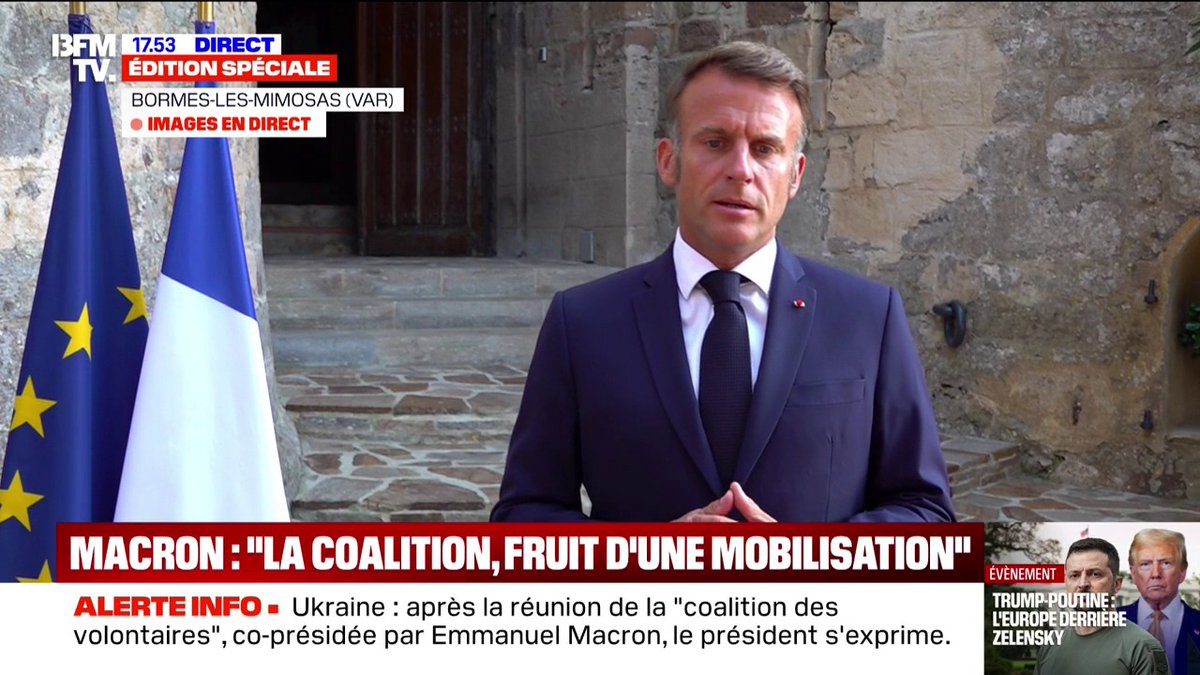 "Il n'y a qu'un agresseur, la Russie, et il n'y qu'un État qui propose une capitulation, c'est la Russie", déclare Emmanuel Macron avant la réunion à Washington ce lundi