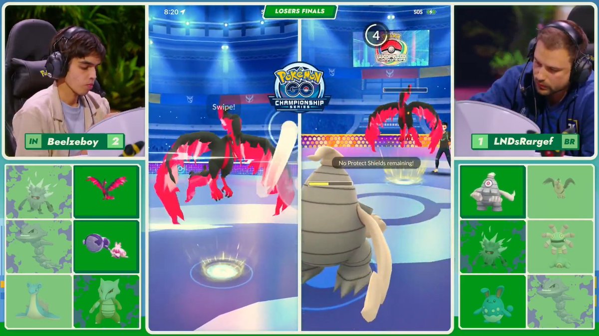 ICYMI: After getting knocked down from the Winners Finals and losing the first game, competitor Beelzeboy wins three straight matches in the Losers Finals to claim a spot in Championship Sunday of #PokemonWorlds! 🎉 #PokemonGO Today will decide who claims this 2025 Pokémon GO World Championships Trophy! Who will rise to the occasion and prove to be the very best Pokémon GO battler? Find out!