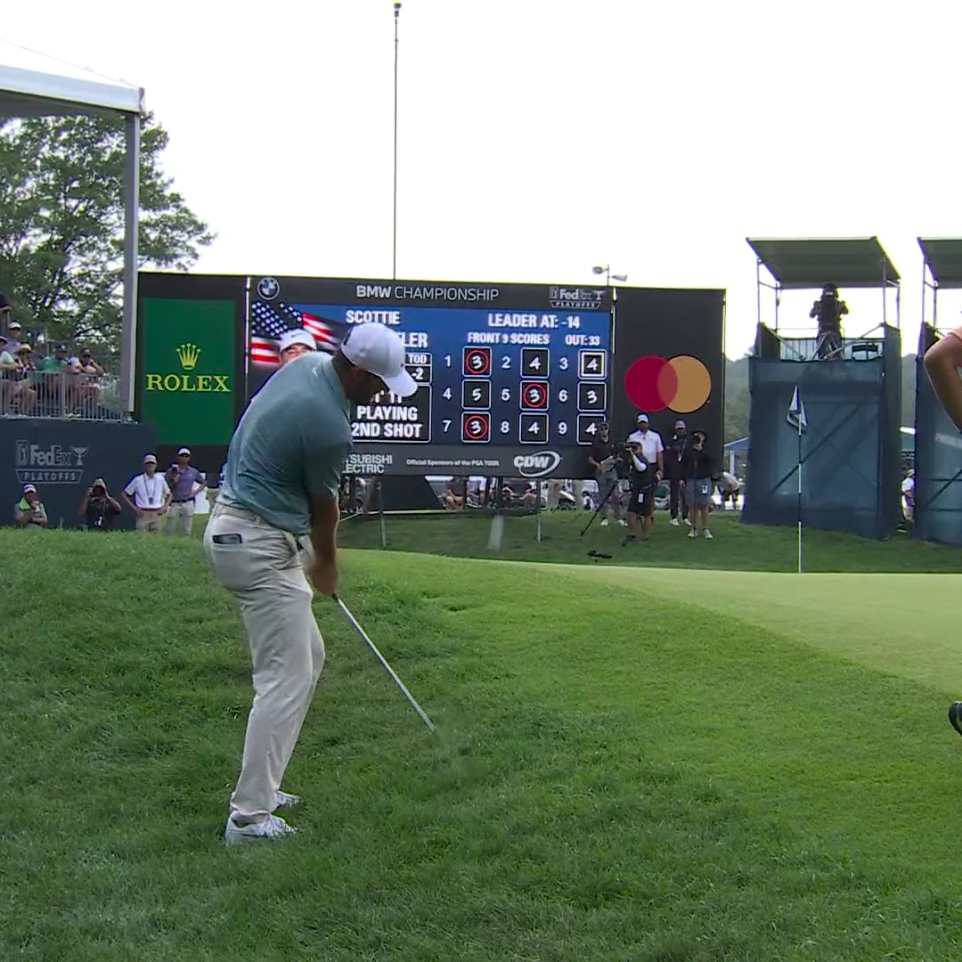 SCOTTIE SCHEFFLER. 🤯 UNREAL PITCH-IN BIRDIE ON THE 71ST HOLE!