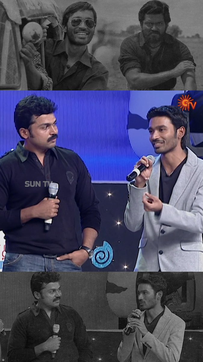 Throwback to the moment Dhanush spoke about Karthi in Paruthi Veeran. #SunTV #SunTVThrowback #Dhanush #Karthi