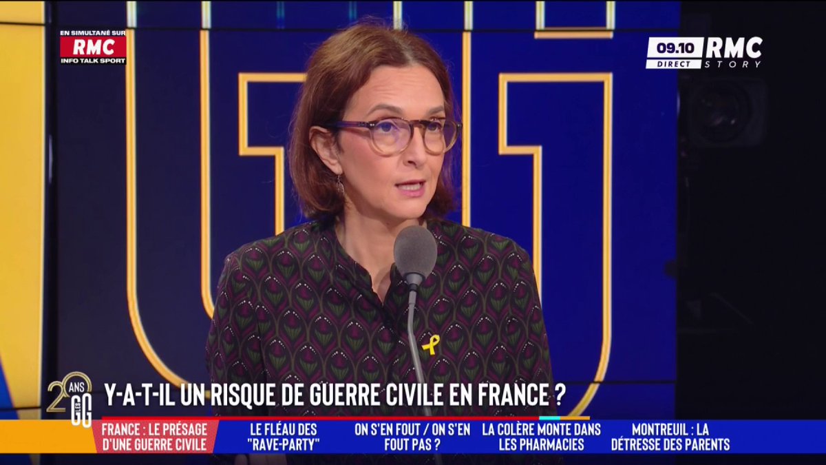 💥 Craignez-vous une guerre civile en France ? 🗣️ Barbara Lefebvre : "La société française va mal. On est le pays qui dépense le plus pour l'aide sociale, on a l'école gratuite... mais on est le pays le plus dépressif. Il n'y aura pas de guerre civile." #GGRMC