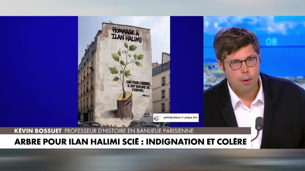 .Kevin Bossuet, professeur d'histoire : "Emmanuel Macron passe à côté de l'histoire. C'est une faute morale et politique de ne pas soutenir autant les juifs", après l'abattage d'un olivier à la mémoire d'Ilan Halimi, jeune juif torturé à mort en 2006, dans #HDProsETE sur #Europe1
