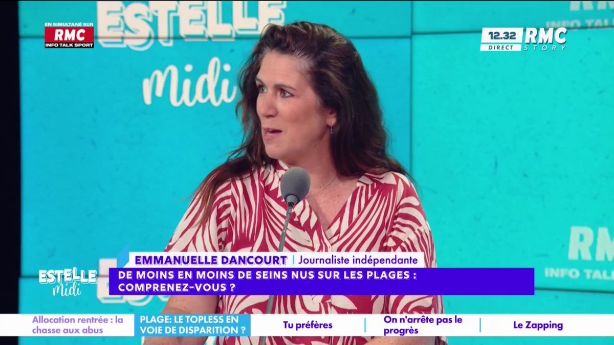 🏖️ De moins en moins de seins nus sur les plages : comprenez-vous ? 🎙️ Emmanuelle DANCOURT : "Je pense que les femmes et les jeunes femmes ne se sentent pas en sécurité sur une plage... Il y a le regard de l'homme... On se prend des insultes sexistes !" #EstelleMidi