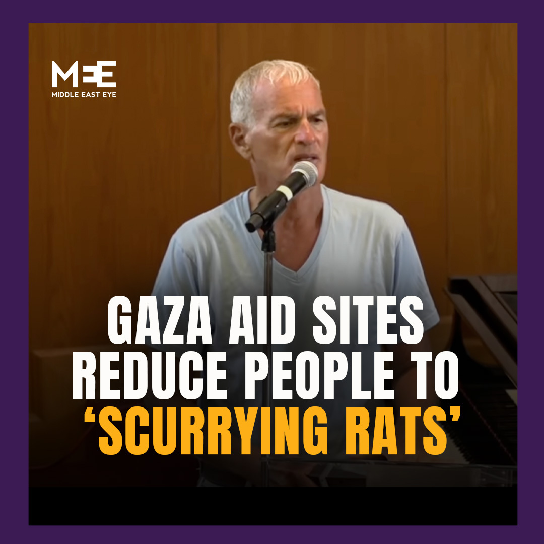 “How do they distribute the food? You know how they distribute it? They throw it on the floor and then people are supposed to run for it, to reduce them to rats.” Norman Finkelstein slammed aid sites run by the Gaza Humanitarian Foundation for reducing people to “scurrying rats”.