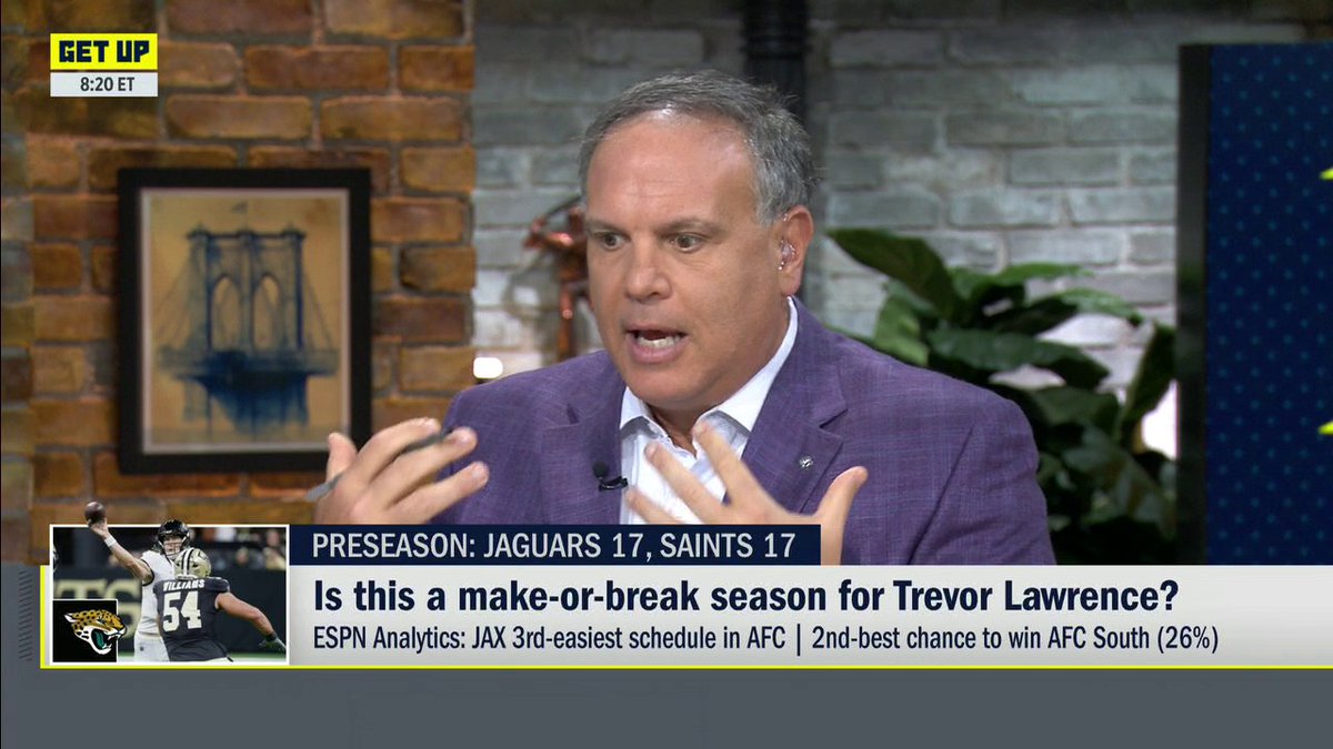"I'm thinking about drafting a quarterback if we don't see meaningful improvement [from Trevor Lawrence]." —Mike Tannenbaum on if this season is make or break for Trevor Lawrence 😯