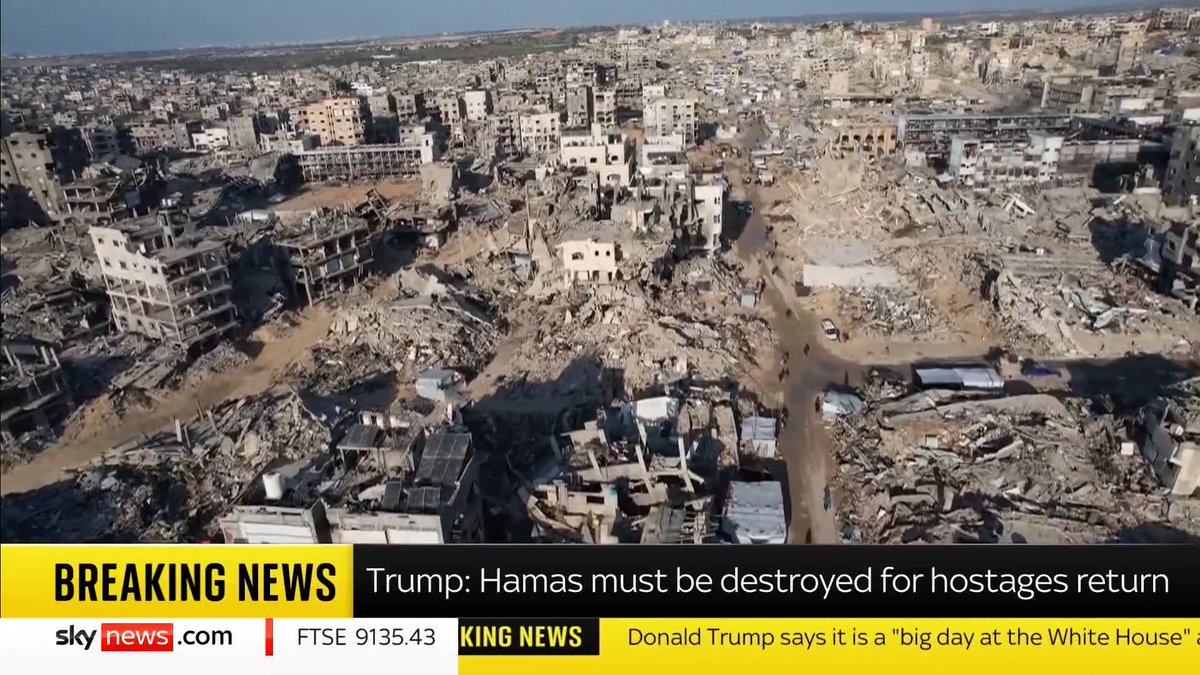 US President Donald Trump has said in a post on social media that the remaining hostages will only be returned "when Hamas is confronted and destroyed". Read more ➡️ 📺 Sky 501, Virgin 602, Freeview 233 and YouTube