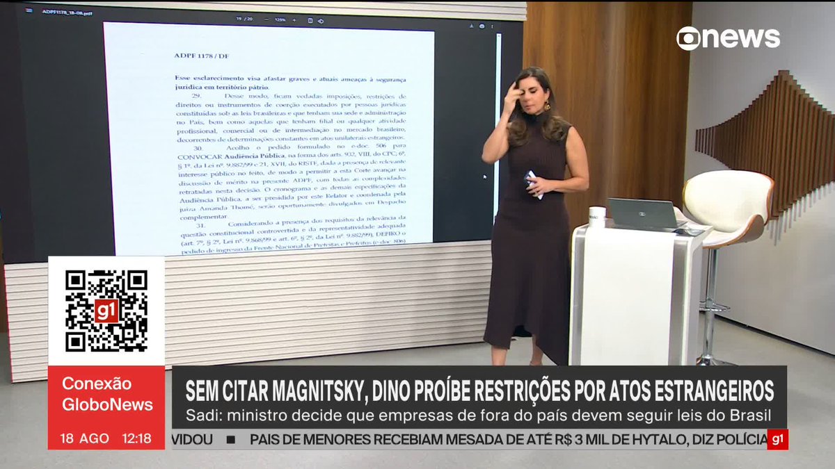 Apuração de Andréia Sadi: sem citar Magnitsky, Dino impede restrições 'decorrentes de atos unilaterais estrangeiros'. #ConexãoGloboNews ➡ Assista à #GloboNews: