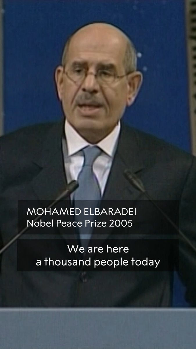 "This underprivileged group of people on my right is no less intelligent or less worthy than their fellow human beings on the other side of the aisle. They were simply born into this fate." During his Nobel Prize lecture in 2005, peace laureate Mohamed ElBaradei spoke about inequality and what world we could create together if we found a way to collaborate across borders. He also raised the importance of having hope. Watch his full lecture: