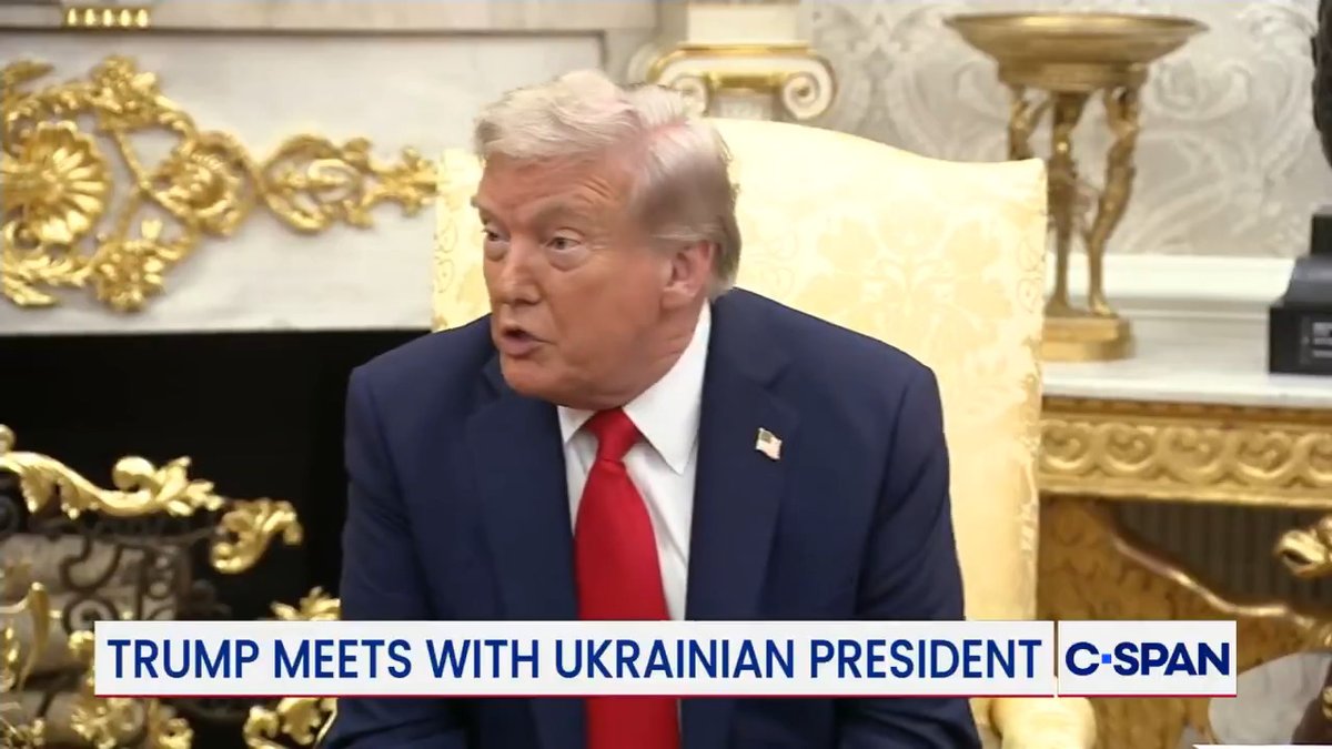 Q: "Your team has talked about security guarantees, could that that involve U.S. troops?" President Trump: "We'll let you know that maybe later today...we'll be involved."