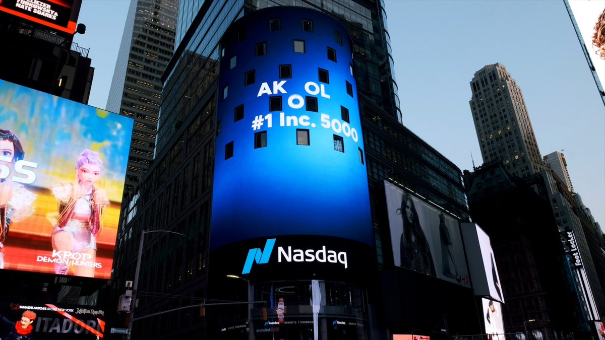 Proud moment! Akool’s #1 spot on the Inc. 5000 list just went live on the Nasdaq Bigscreen in Times Square It’s an incredible milestone to see our name shining at the center of innovation. We’re honored and grateful for our amazing team, partners, and community who helped us get here. Full video here
