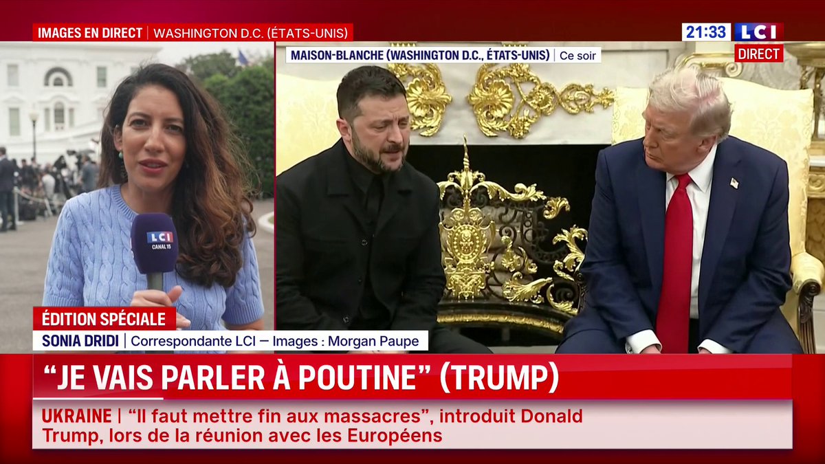 🔴 "Nous allons avoir une conversation téléphonique avec le président Poutine après la réunion" avec Volodymyr Zelensky et les alliés, déclare Donald Trump qui répond à une question de Sonia Dridi