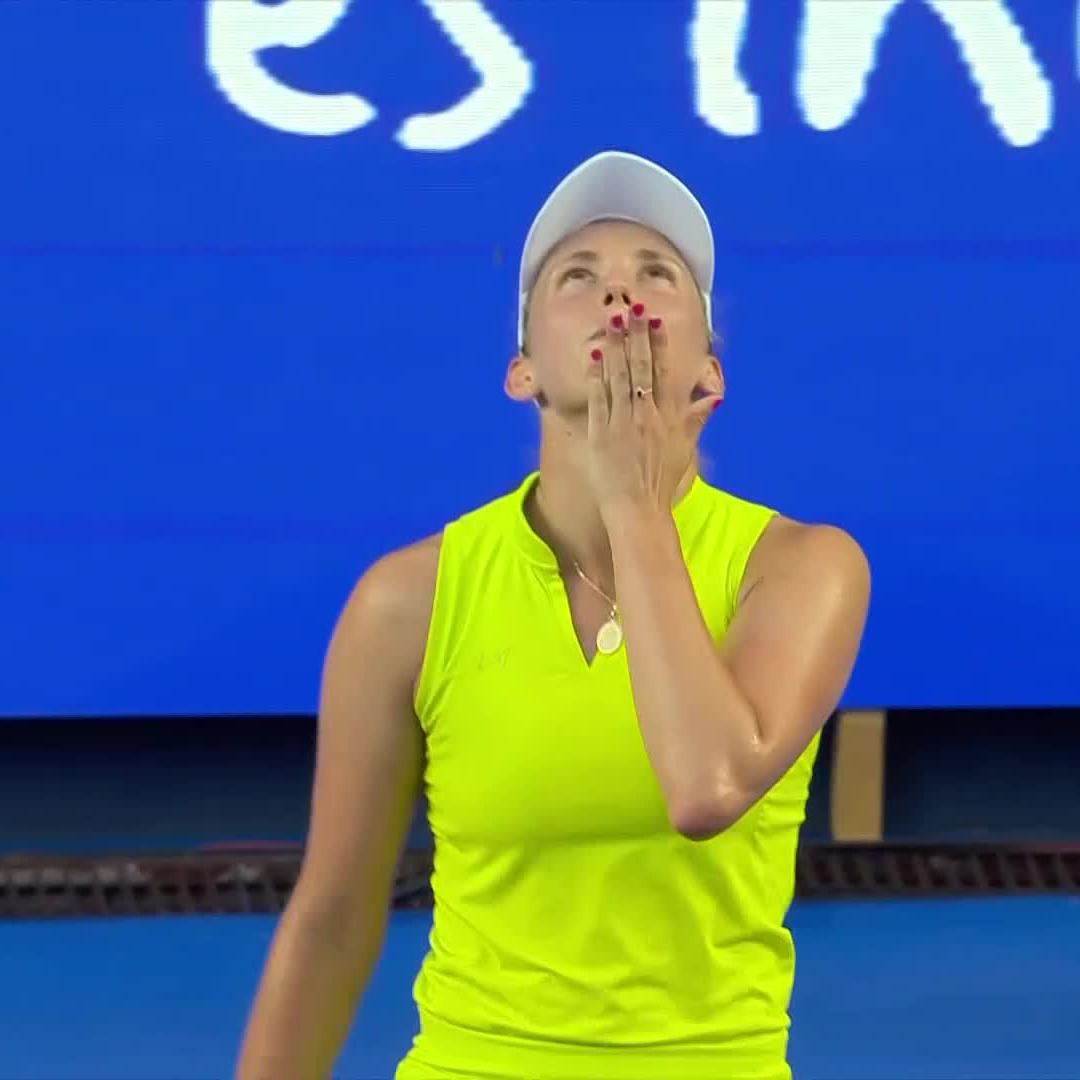 Job done 💼 Elise Mertens defeats Blinkova 6-4, 6-3 to advance to round two in Monterrey. #AbiertoGNPSeguros