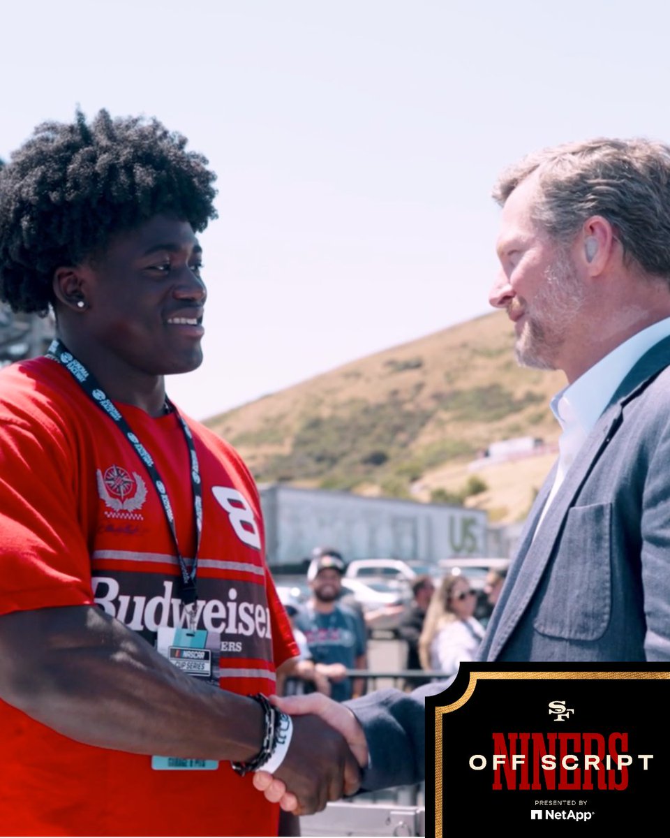 .Dale Earnhardt Jr. 🤝 Malik Mustapha 🇳🇬 NC natives link up in Ep. 2 of ‘49ers Off Script’ 🏁 Full video: NetApp | #FTTB