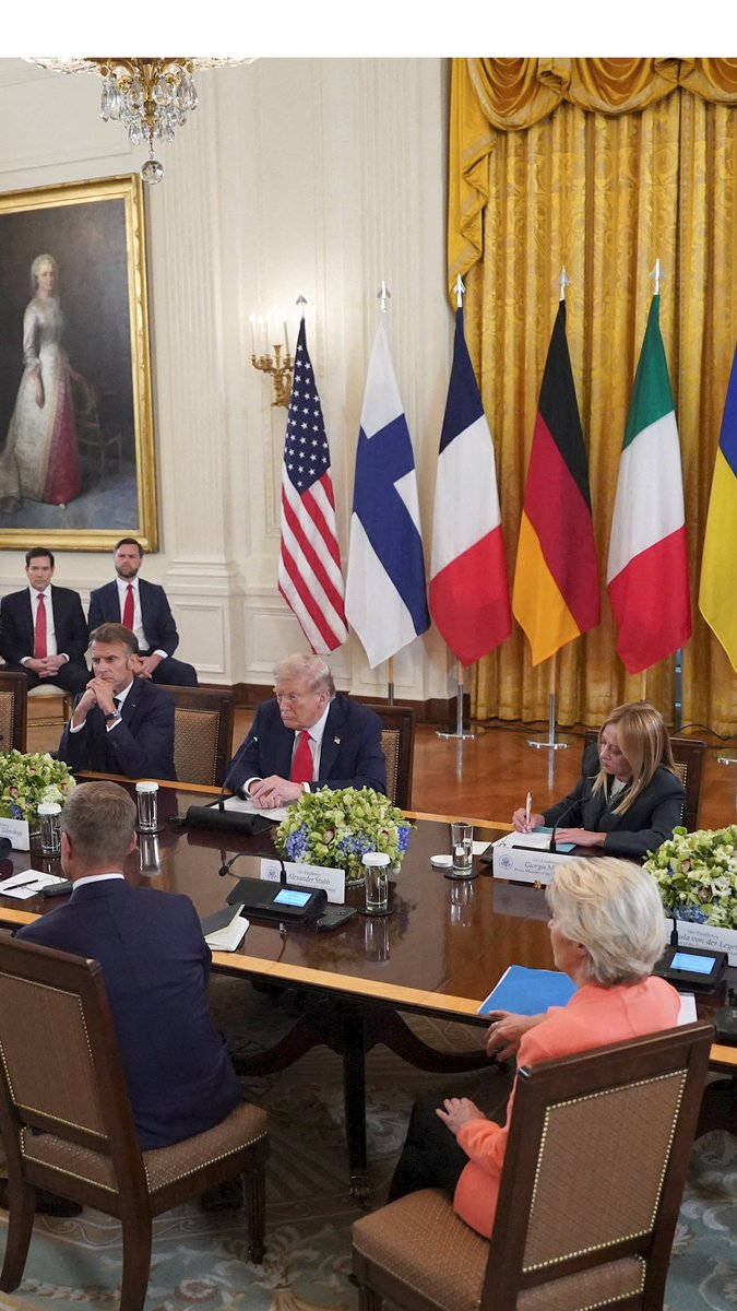 Microphones picked up conversations that U.S. President Donald Trump, Ukrainian President Volodymyr Zelenskyy and European leaders had as they gathered for talks at the White House. They talked about Putin, golf, their complexion and who Georgia Meloni wants to sit next to.