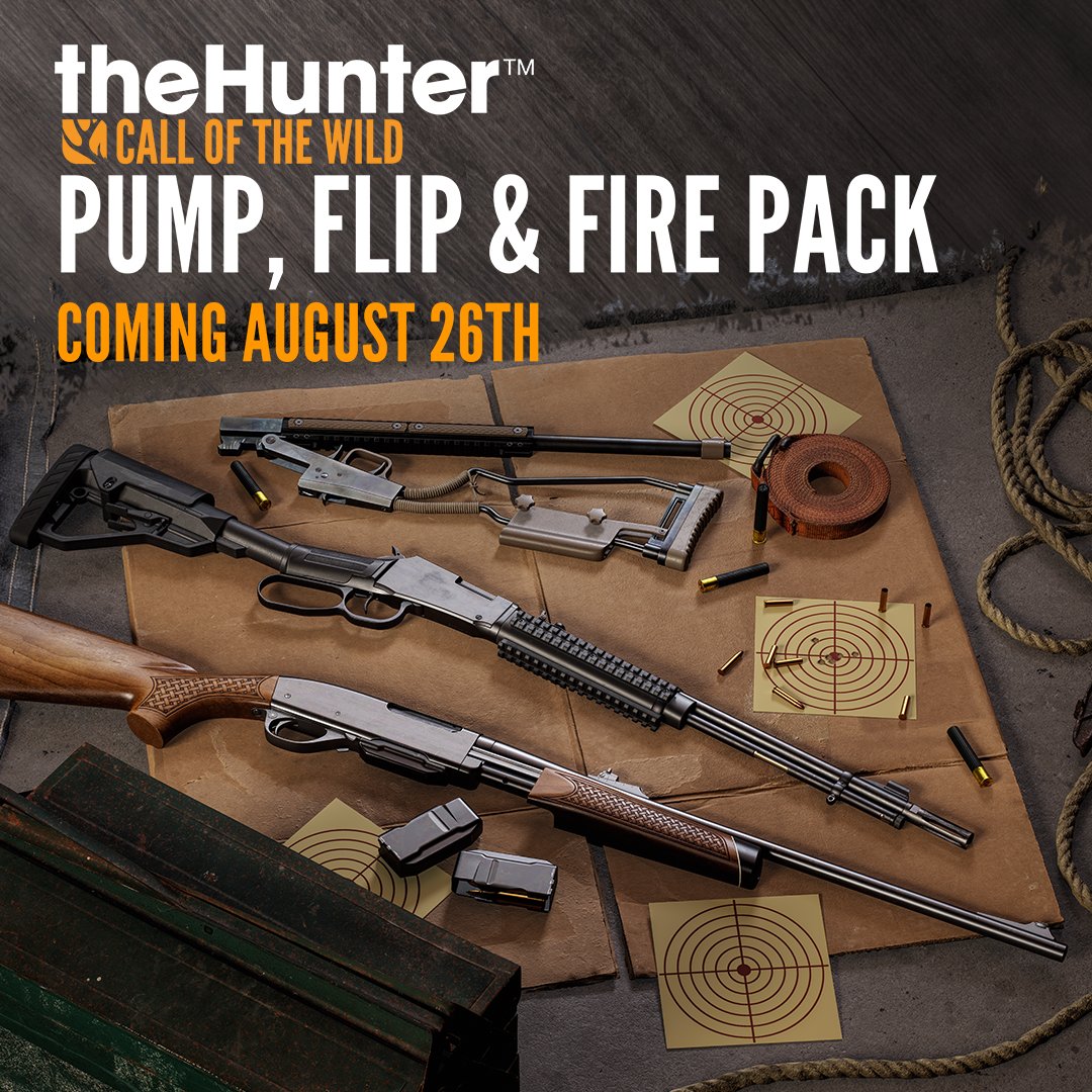 Pump, flip, and fire 💥 with 3 new weapons that are blast to handle! • .22 lever-action rifle • .257 pump-action rifle • .410 folding shotgun The Pump, Flip and Fire Pack drops in 1 week -