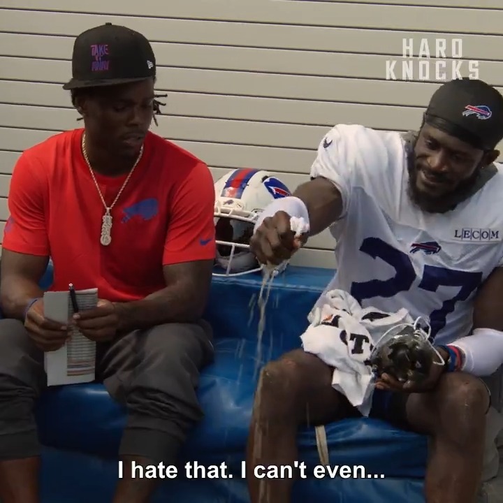 Tre'Davious White sweats... A LOT. 😅🤢 New episode of #HardKnocks: Training Camp with the Buffalo Bills airs tonight at 9pm ET on HBO Max