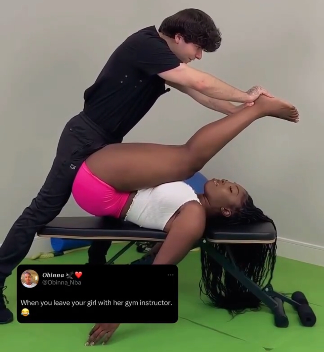 She could have chosen a female gym instructor but instead she picked a man and now you understand why.