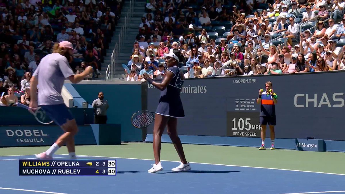 Timeless. Venus Williams ACES Andrey Rublev to save break point!