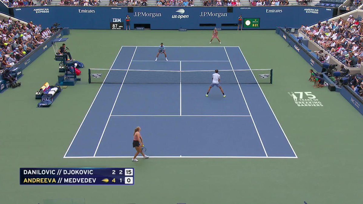 Novak patrolling the net in the second set!