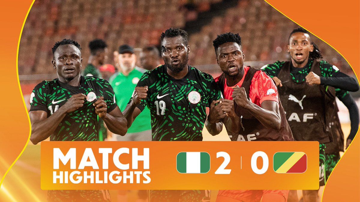 🎥 HIGHLIGHTS: 🇳🇬 2-0 🇨🇬 Nigeria sign off their campaign with a victory. ✅ Purchase your #TotalEnergiesCHAN2024 tickets here 👉