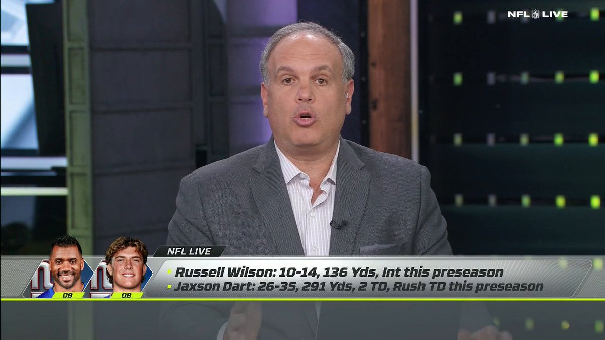 "Jaxson Dart is a better player and he's a better athlete than Russell Wilson." Mike Tannenbaum shares his thoughts on the Giants' QBs 👀