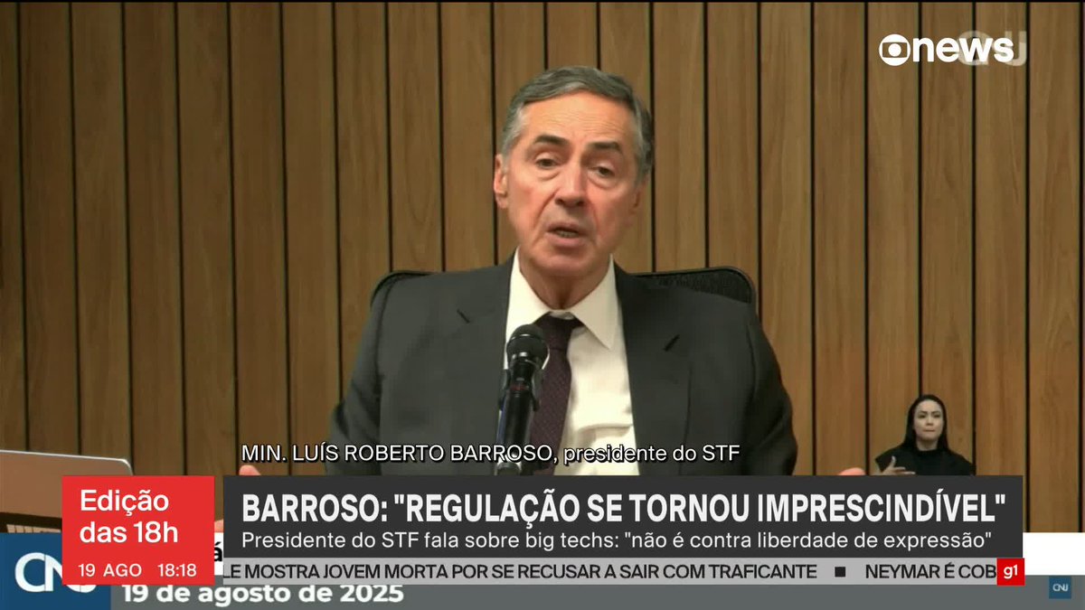 “A ascensão das plataformas digitais e muitos abusos e articulações antidemocráticas levaram a uma ou outra situação de fronteira delicada. O discurso de ódio viola a dignidade da pessoa humana. A mentira deliberada prejudica, evidentemente, a busca pela liberdade possível e a participação esclarecida dentro do processo democrático. Portanto, algum grau de regulação se tornou imprescindível, e não é contra a liberdade de expressão. É a favor da liberdade de expressão, para protegê-la”, disse o presidente do Supremo Tribunal Federal (STF), Luís Roberto Barroso, durante seminário em Brasília. ➡ Assista ao #Edição18: #GloboNews