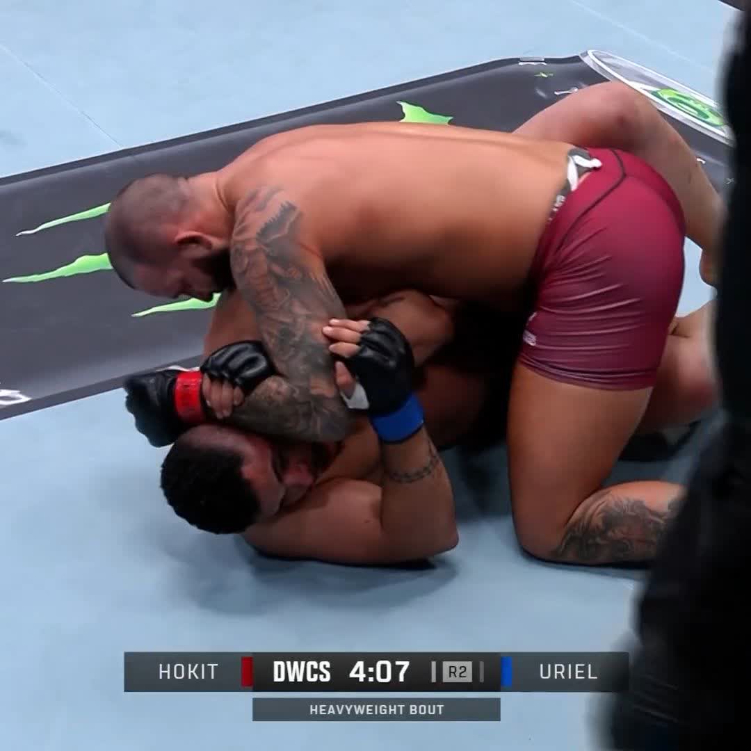 Former college wrestling national champion and NFL practice squad player Josh Hokit gets the finish at DWCS. He moves to 6-0. All wins by finish.